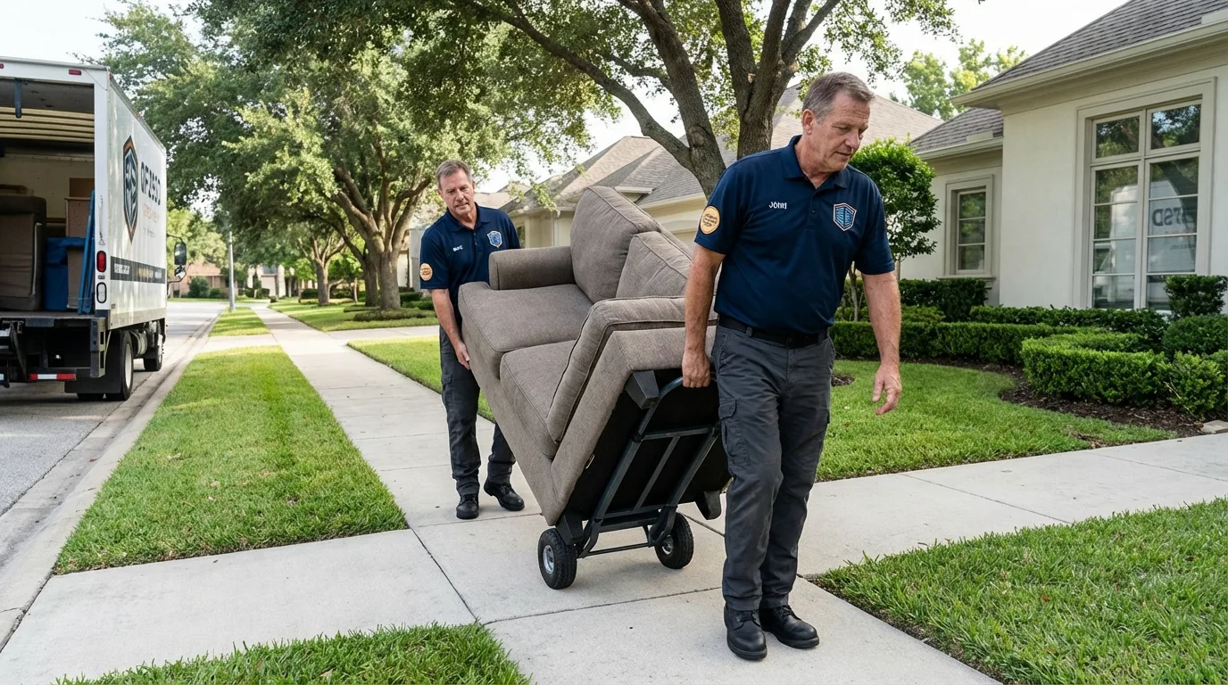 Local residential moving crew loading furniture in Royse City, TX